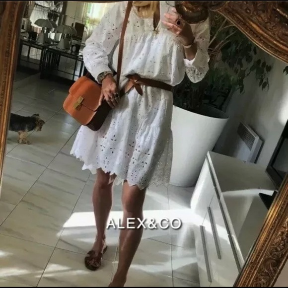 OPENWORK EMBROIDERED MIDI DRESS - Picture 5 of 8